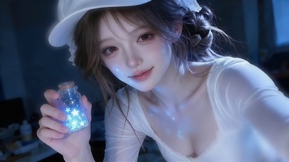 超美氛围许愿星光映颜治愈少女