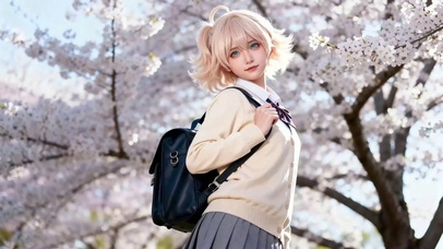 校园女孩美女校服cos樱花树