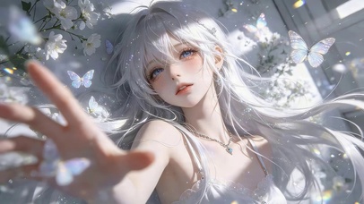 白发蝴蝶女孩