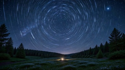 森林星轨夜景