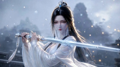 雪中古风持剑清冷美人