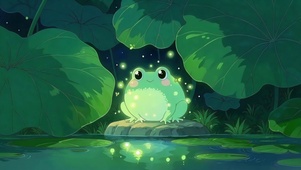 荷叶青蛙夜景