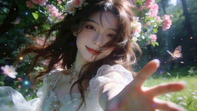 暖阳鲜花女孩