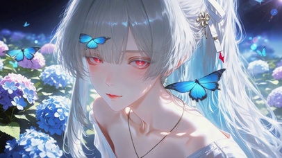 月光下的绣球花少女绯雪