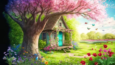 4K唯美樱花树下