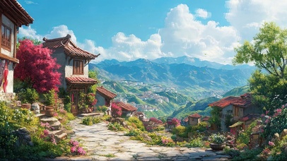 春日高山古朴古城风景