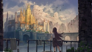 古风城堡的少女