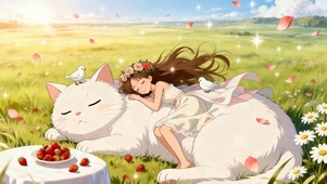 女孩与萌宠猫咪