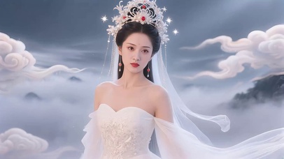 五彩祥云白衣仙女