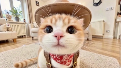 戴着牛仔帽的怼脸小橘猫