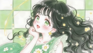 绿衣星语清新少女