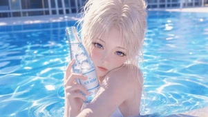 泳池汽水女孩