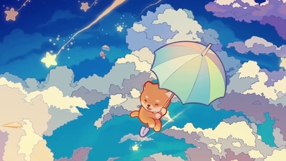 可爱小熊天空翱翔