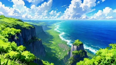 大海悬崖森林