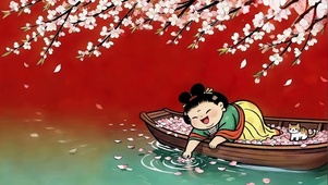 满船花瓣嬉水声