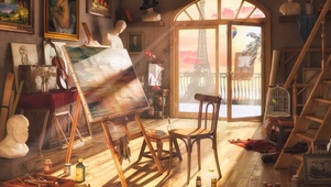 阳光透过画室