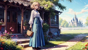 萤火庭院女孩动漫温暖护眼