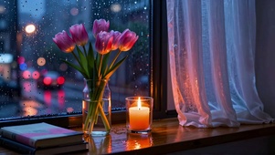 窗外雨夜城