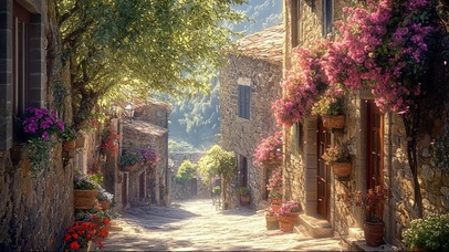 春日朦胧微光历史古城