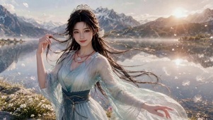 湖畔仙气古风美女