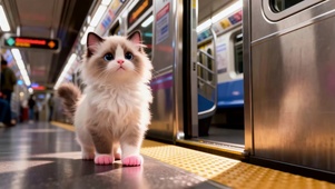 地铁站的小奶猫