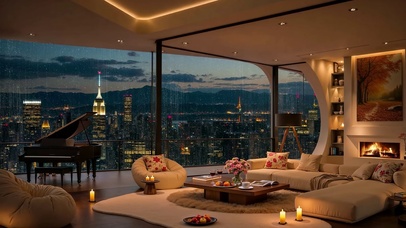 安静城市傍晚雨