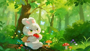 采果毛茸小兔