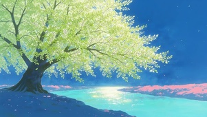 河流边绿色大树