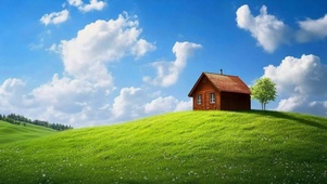 唯美的自然小屋风景