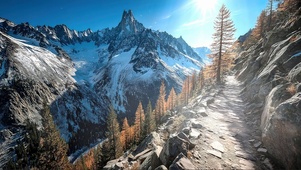 阳光雪山登山小径