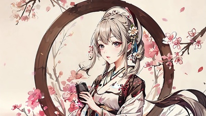 花中的古风银发美人