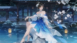 治愈古风长裙梅花女孩