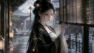 古风雨庭清冷美女