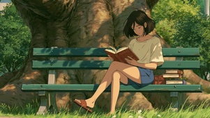 小清新看书美女