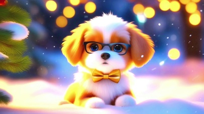 节日氛围中的萌宠小狗