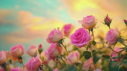 夕阳下随风摇曳唯美的花花