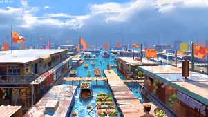 海上船坞小镇