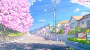 樱花小镇街道蓝天白云