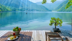 白云树木护眼绿景带鱼屏