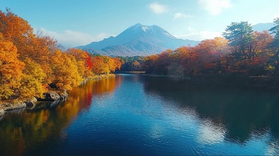 秋日富士山下河流