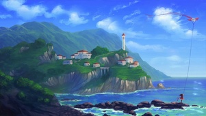 海边放风筝