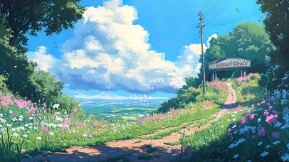 走向通往山坡的小屋