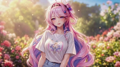 阳光花海粉发美少女达妮娅