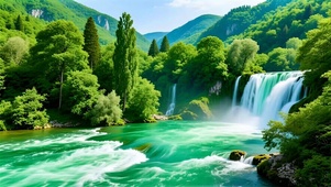 绿色护眼山水溪流