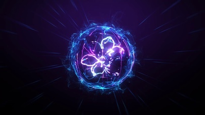 炫彩光效能量球绽放花朵