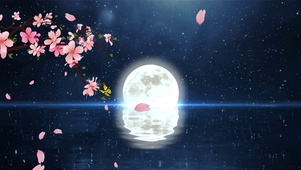 唯美湖面桃花