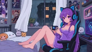 像素动画-电竞女孩