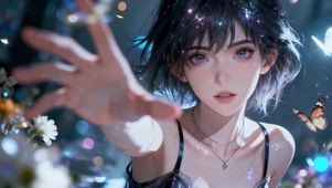 梦幻风纯欲美少女炫彩林中私语