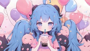 喝奶茶女孩