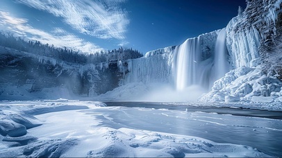 阳光雪天冰冻山林